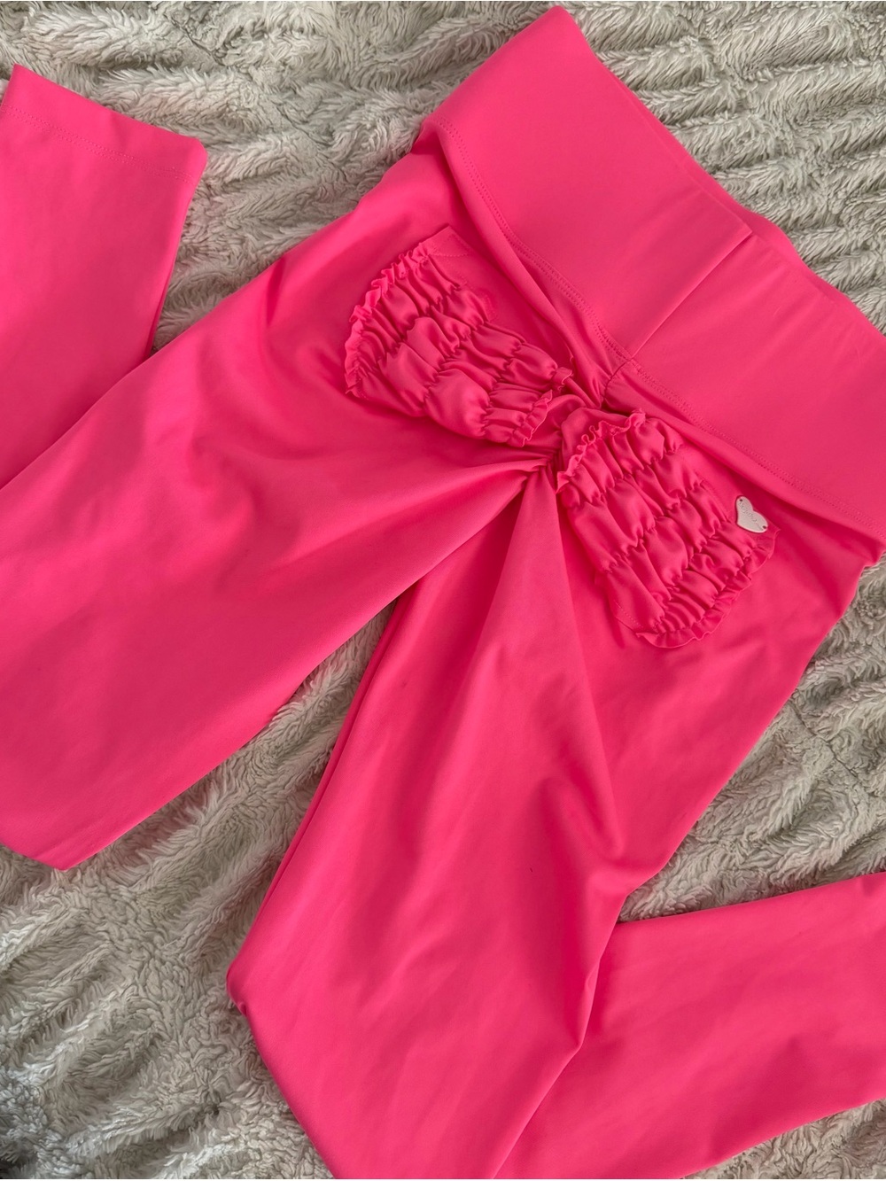 Cute Booty Lounge Hot Pink Leggings with Ruched Bow Back